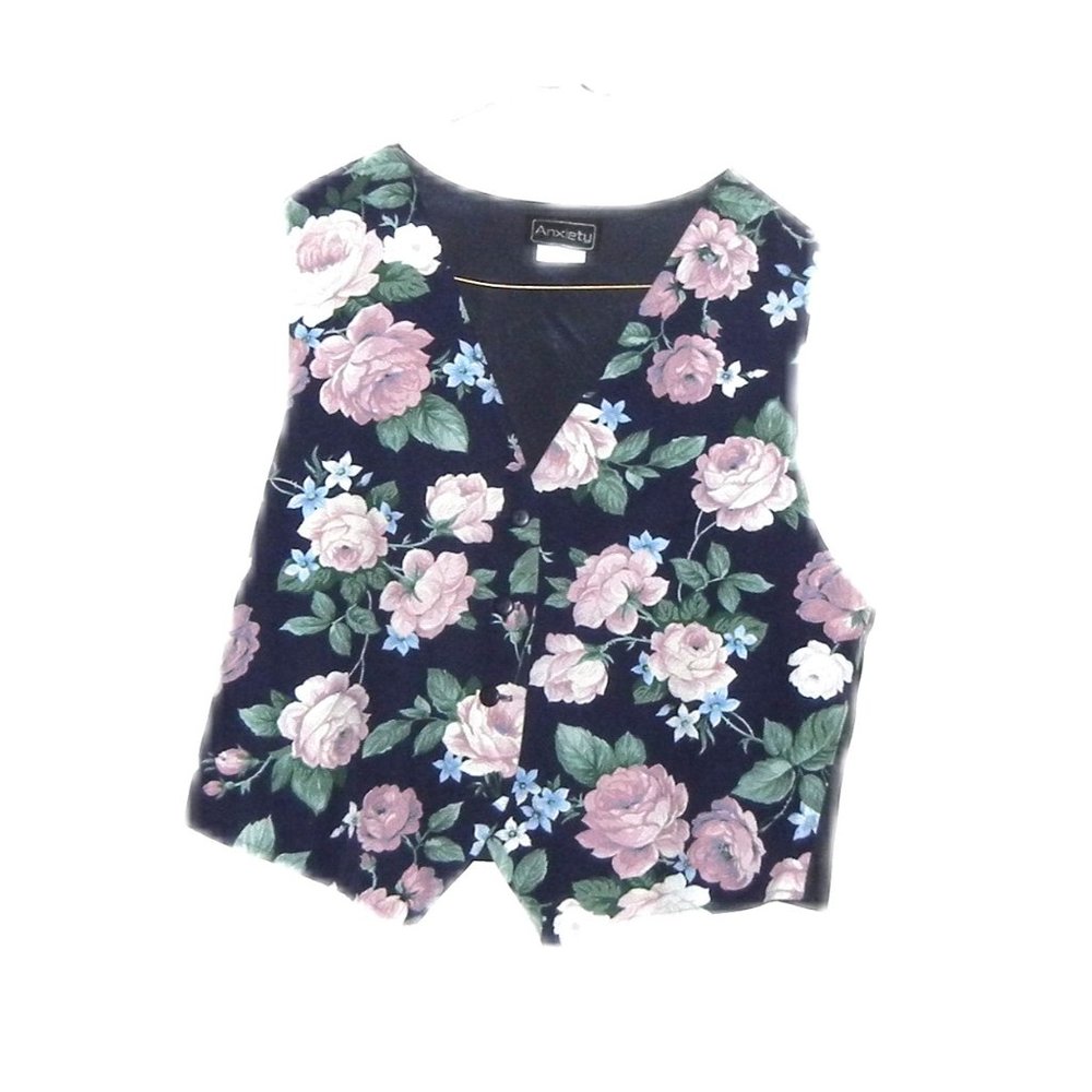 ANXIETY Vintage Floral Button Down Vest